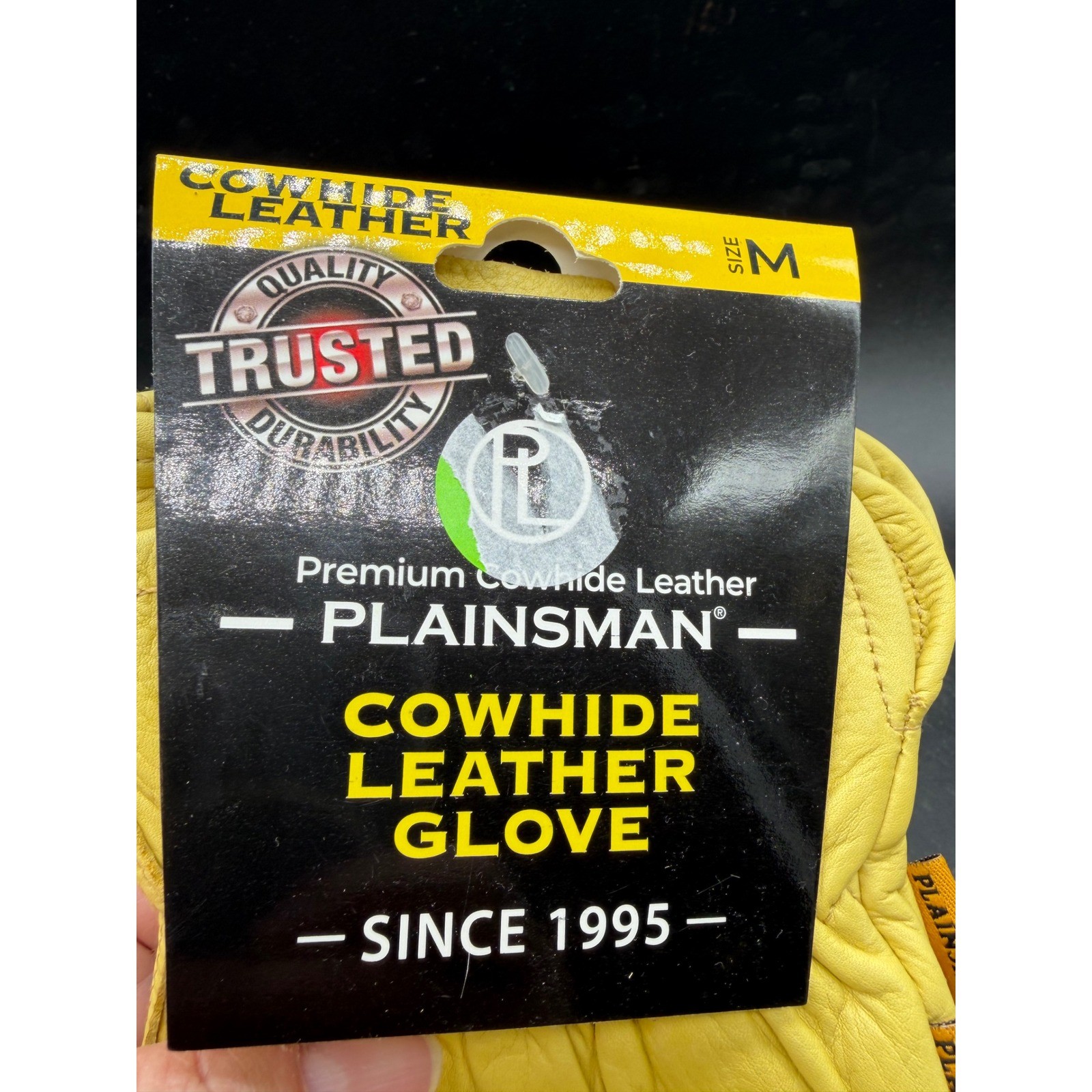 Plainsman Premium Cowhide Leather Work Gloves Tan Size Medium CM20E NEW
