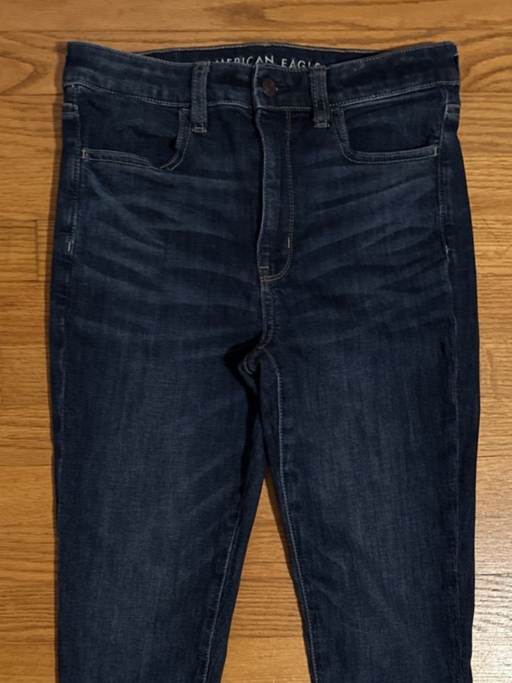 American Eagle Next Level Stretch Super Hi-Rise Jegging Dark Blue Jeans Women-6