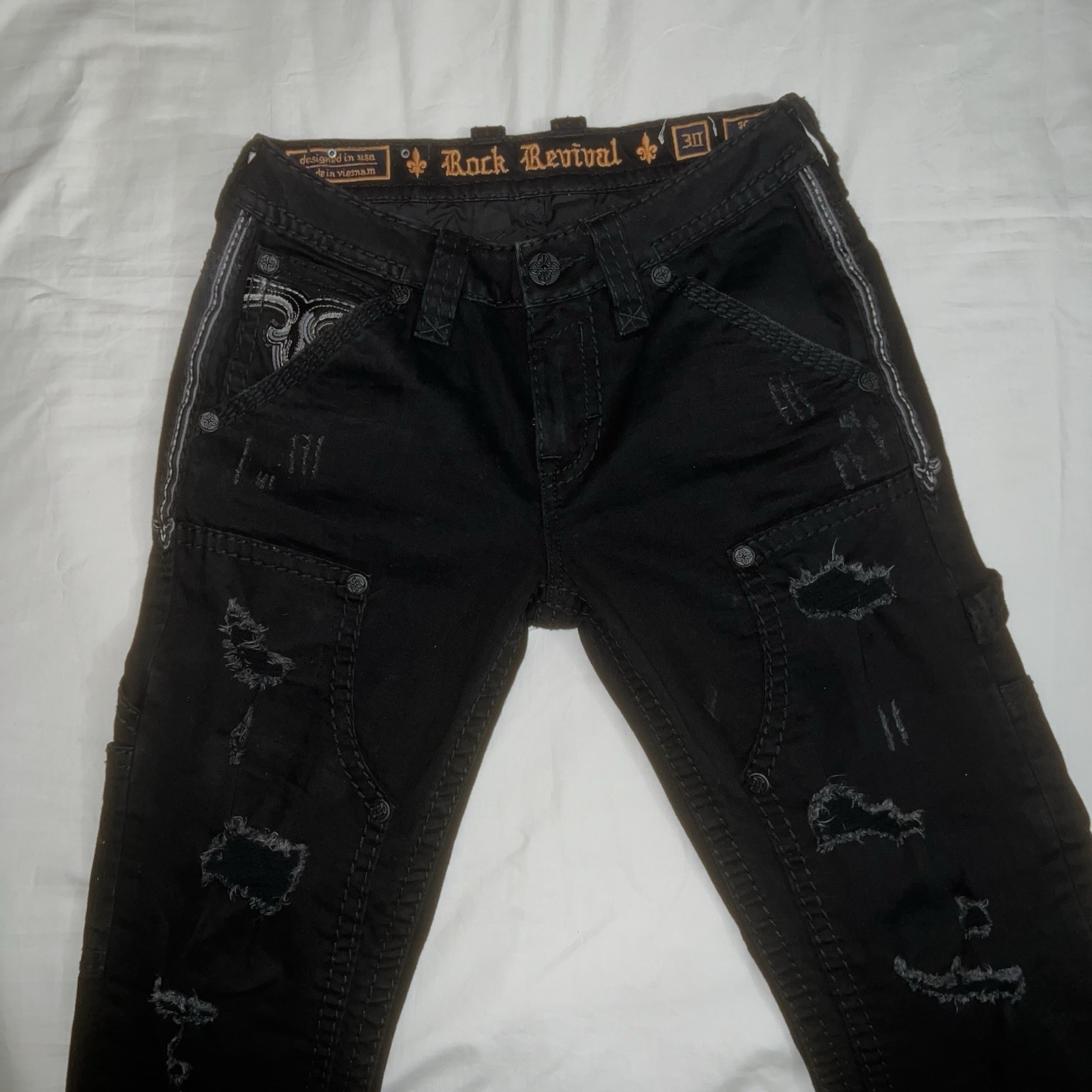 Black Rock Revival Distressed Carpenter Straight Jeans Size 30×34
