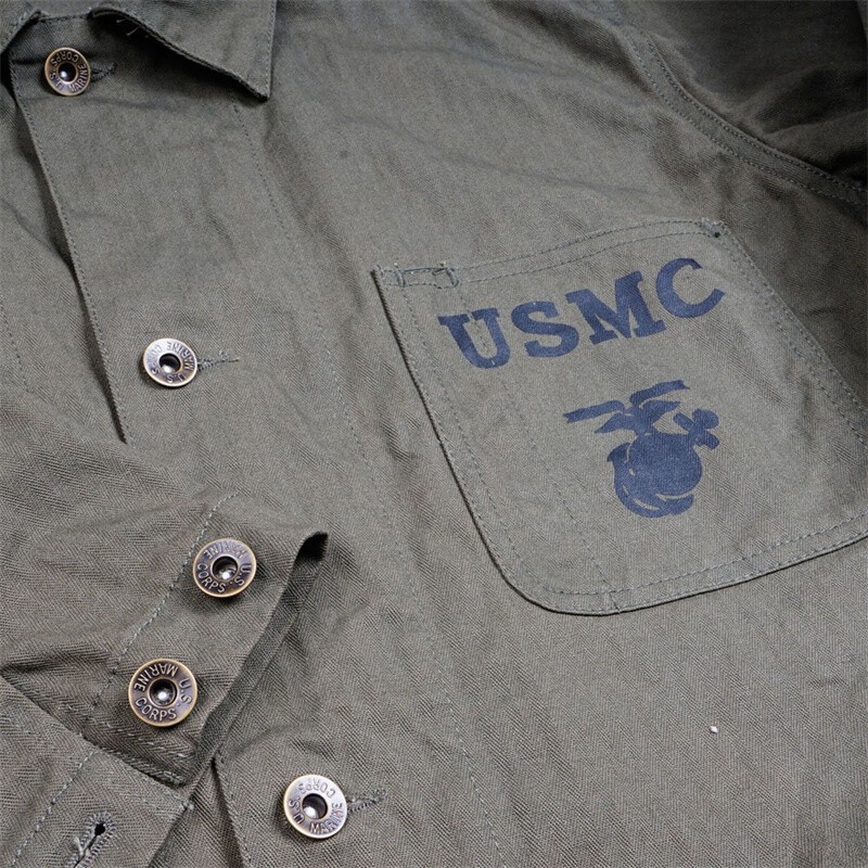 Vintage WWII WW2 USMC MARINES HBT Shirt Jacket Replica