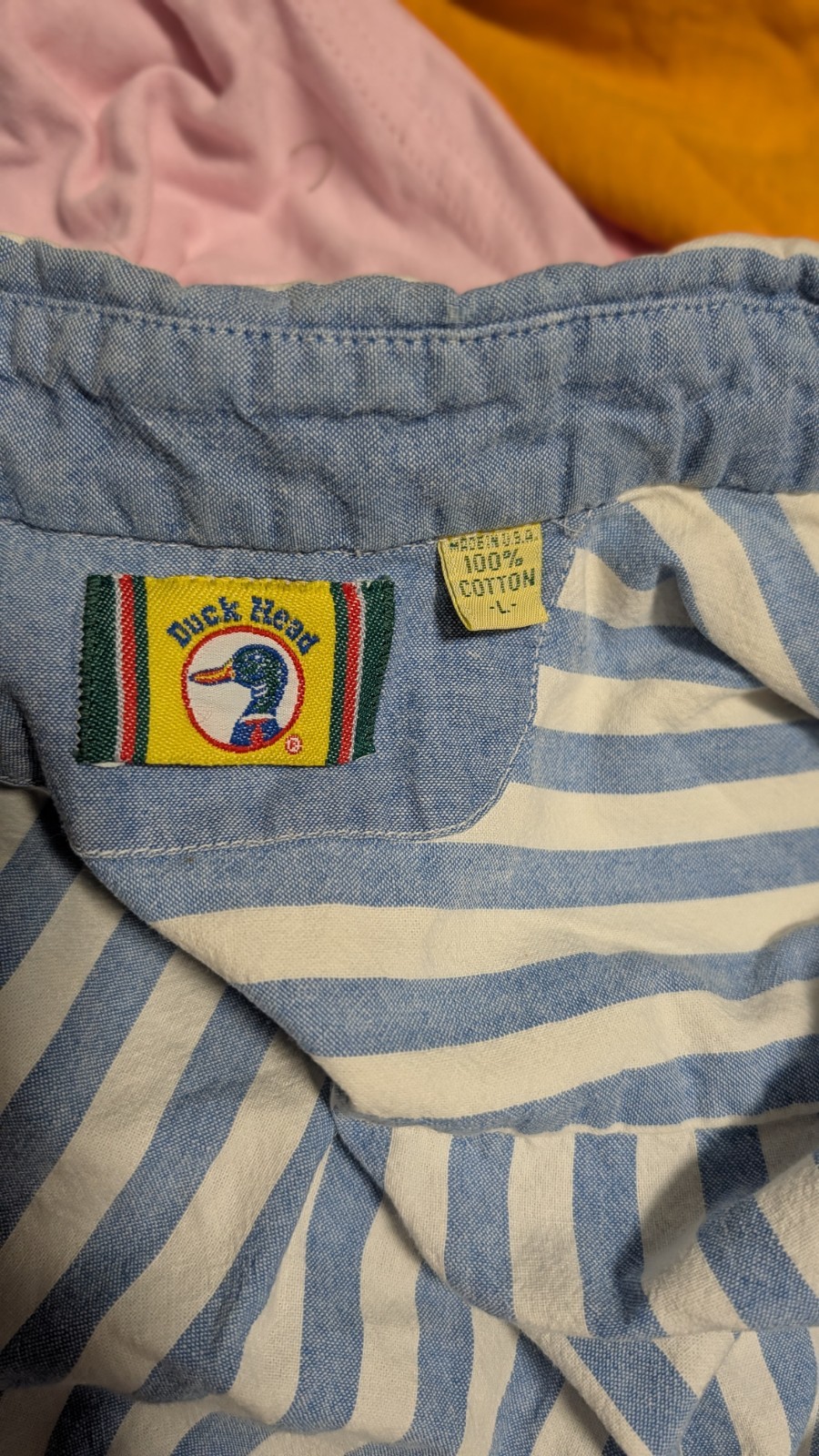 Duck Head Mens L Blue White Plaid Button Up Shirt VINTAGE