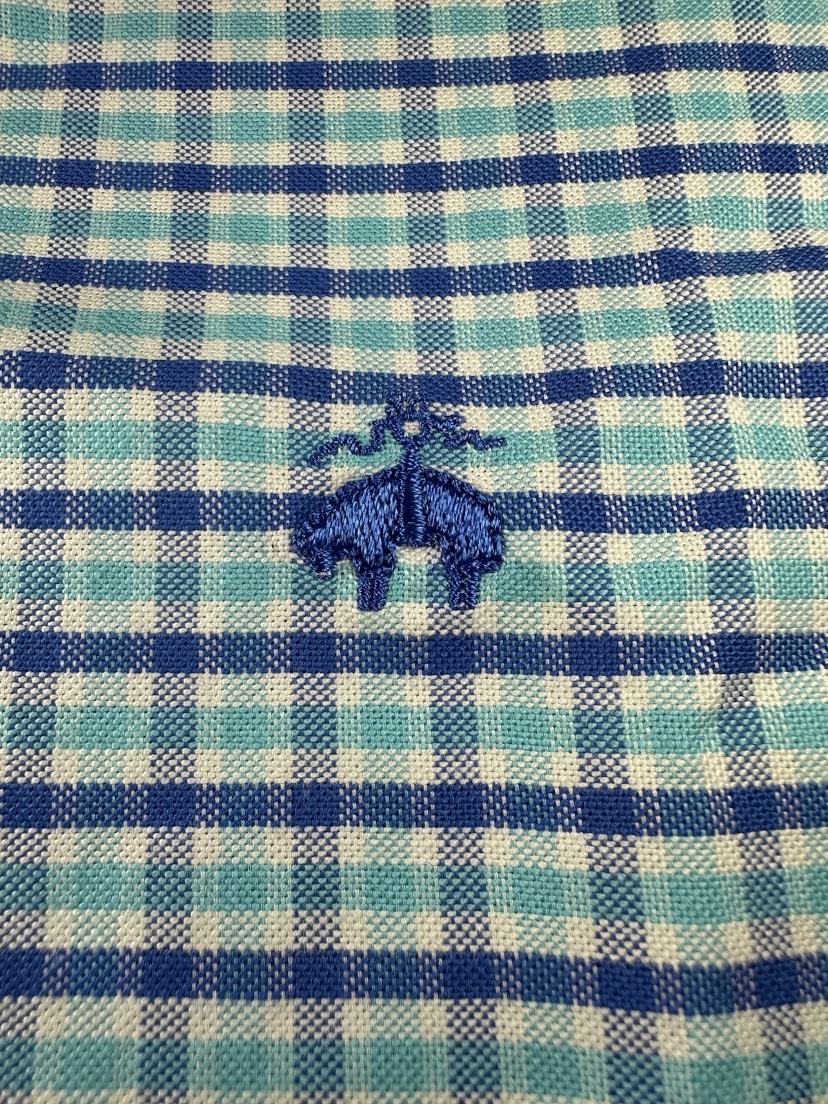 BROOKS BROTHERS Regent Fit Blue Aqua Plaid Non-Iron Stretch Shirt L Cotton