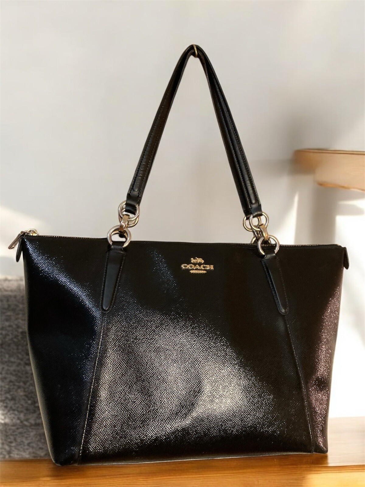 Coach Ava Black Leather SHOULDERBAG Tote F31970