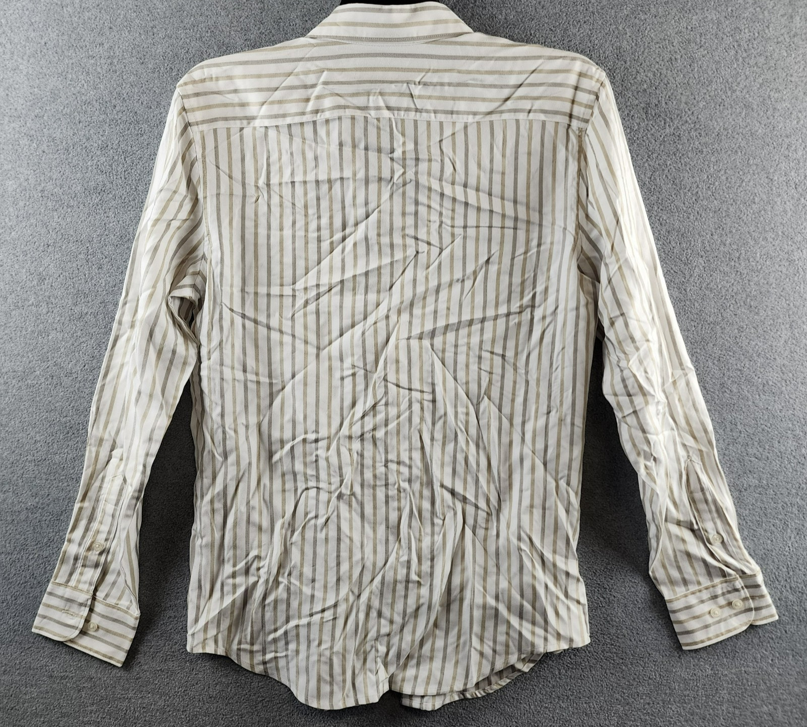 Perry Ellis Long Sleeve Button-Front Yarn Dyed Striped Shirt Men’s S White Multi