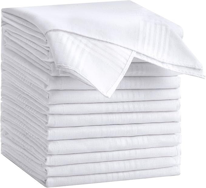 12 Pack Handkerchiefs for men, 100% Soft Cotton 16×16 Inch Men’s Handkerchiefs