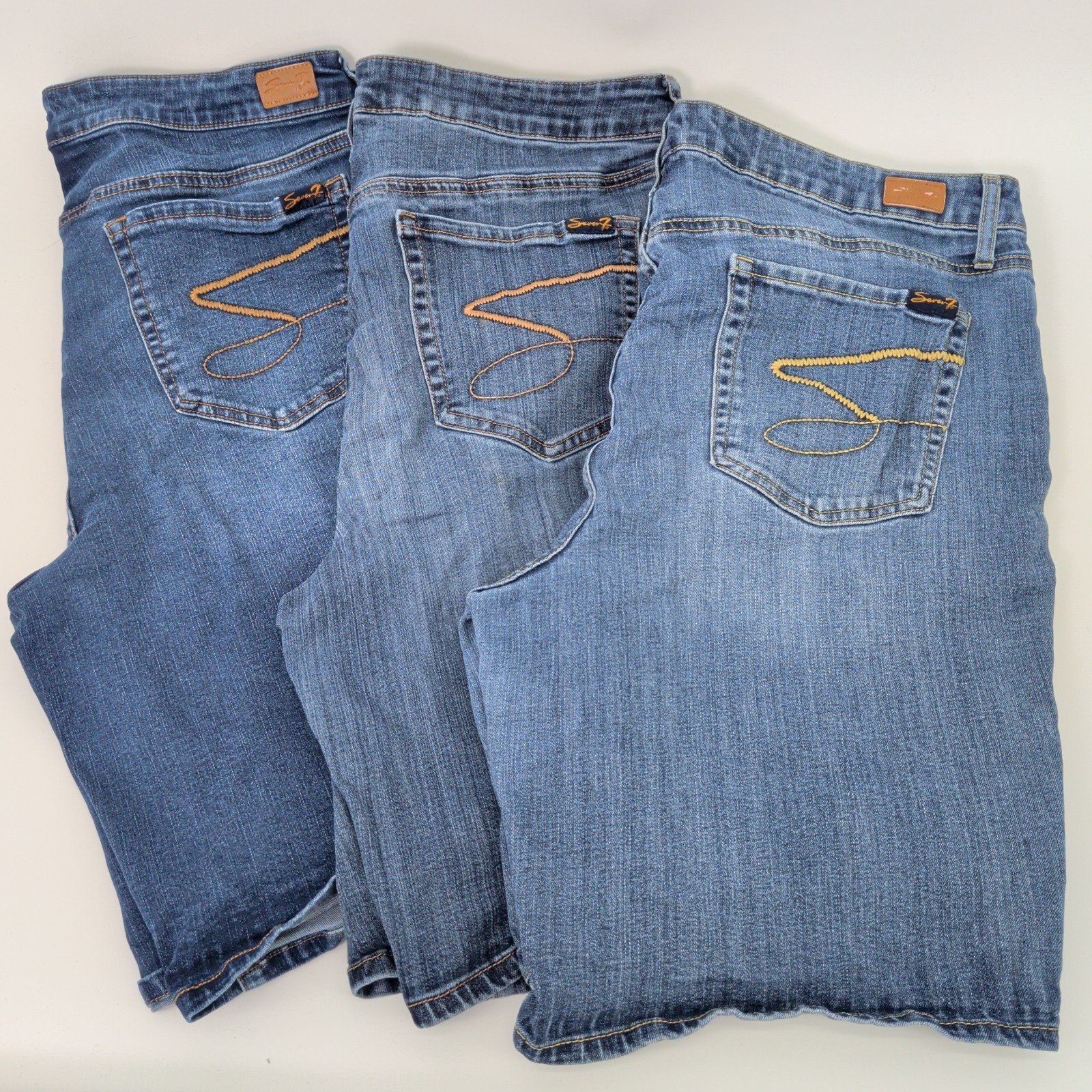 Lot of 3 Seven7 Women’s Sz 16 High Rise Relaxed Fit 5 Pocket Denim Weekend Short