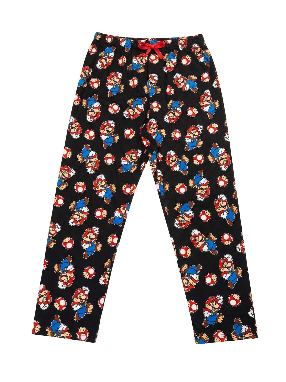 Nintendo Men’s Super Mario & Mushroom All-Over Print Pajama Sleep Pants, Black