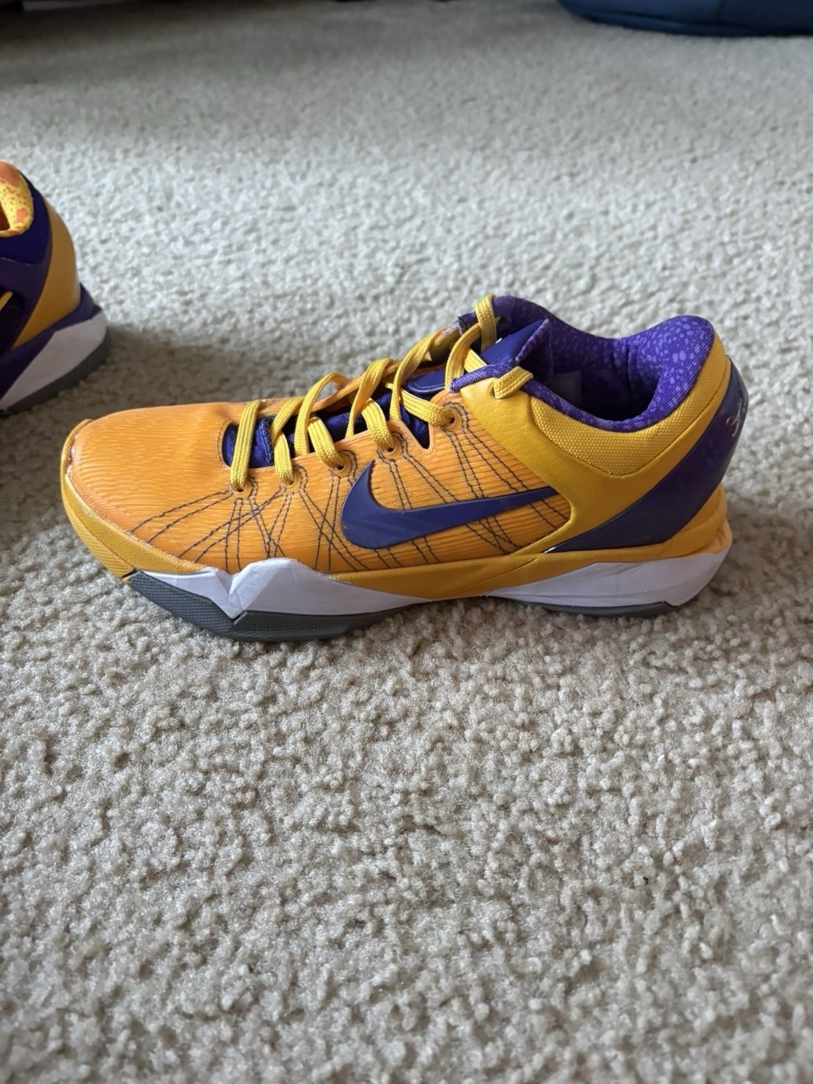 Nike Men’s Basketball Low Top Lace-Up Sneakers Purple/Yellow Colorblock Rubber