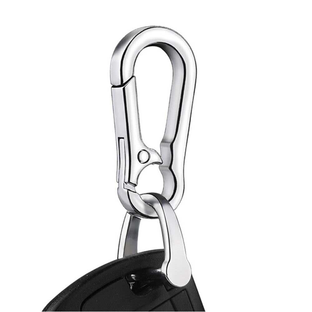 12PCS Keychain Key Ring Carabiner Clip Keyring Chain Fob Holder Silver Metal USA