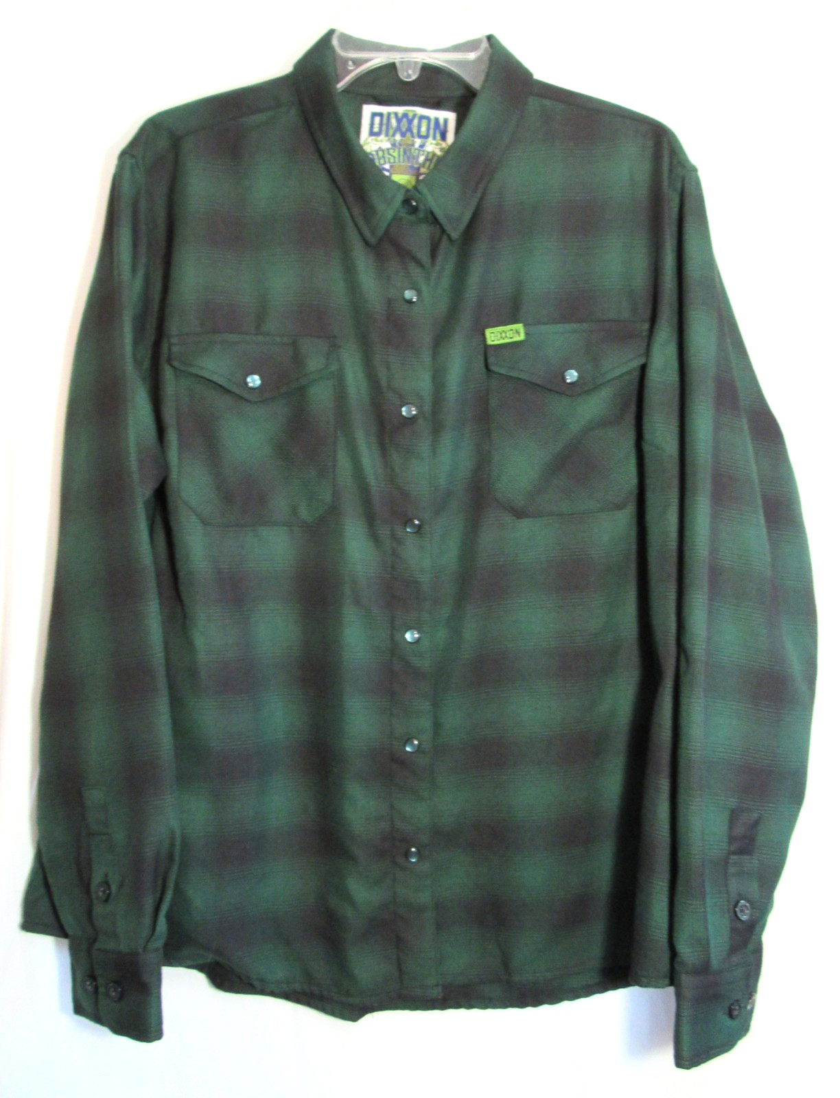 Dixxon Absinthe Green Plaid Flannel Long Sleeve Snap Down Shirt Size 2X EUC