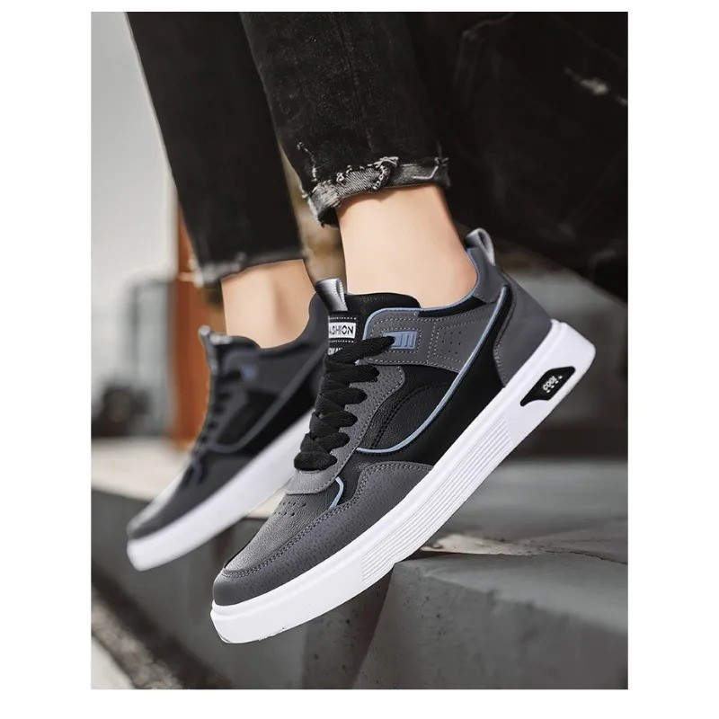 Men’S Leather Casual Sneakers Breathable Comfortable Walking Daily Wear Shoes