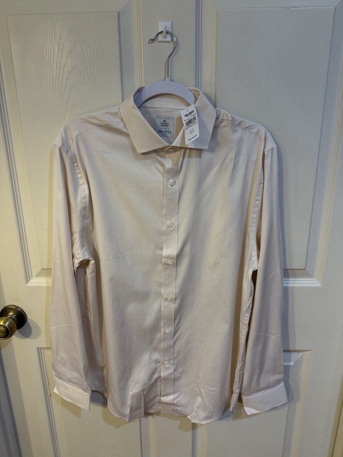 Todd Snyder Cream Silk Spread Collar Dress Shirt. Sz 16. NWT. SEE PICTURES