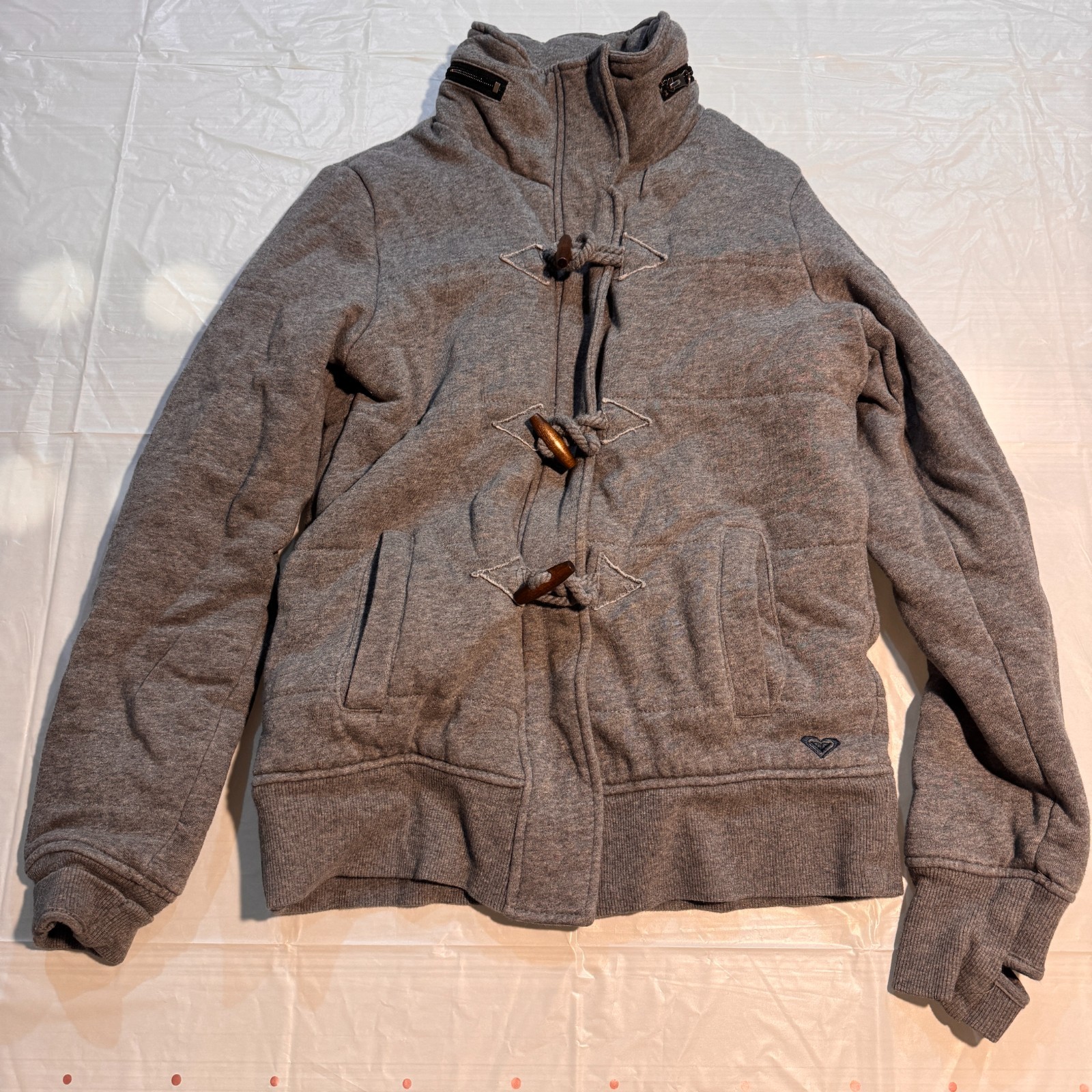 Roxy Women’s Gray Duffle Coat Zip, Button, and Toggle Closure Size: XS