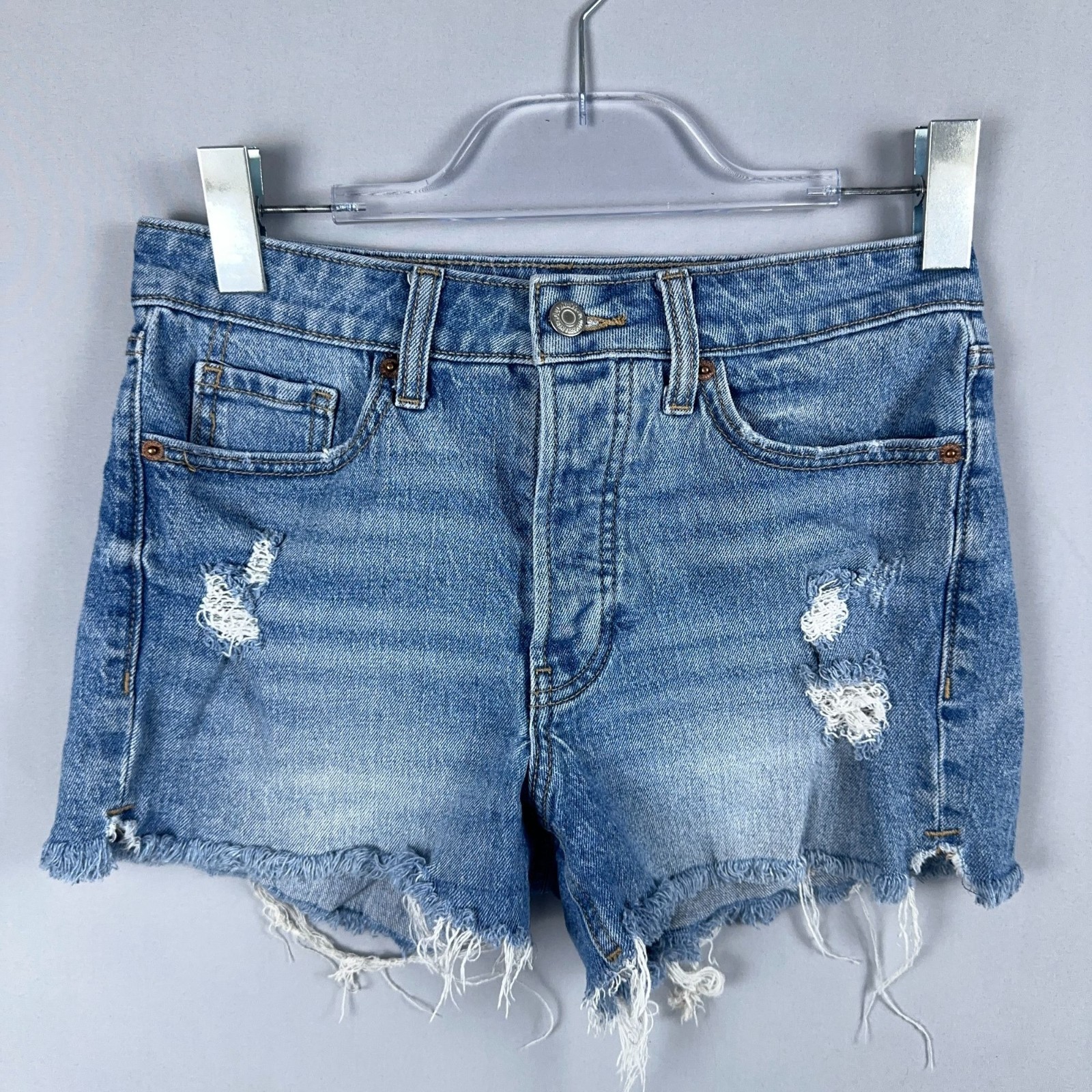 Old Navy Cut Off Shorts Size 4 High-Rise OG Straight Blue Distressed Frayed Hem