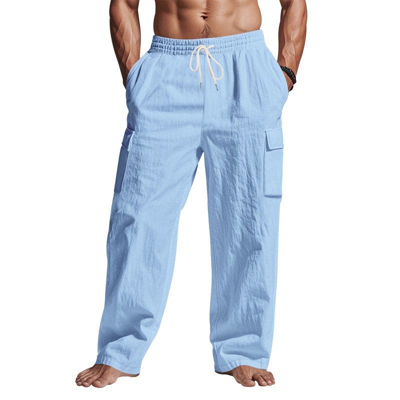 Spring Autumn Multi-Pocket Straight Leg Cargo Pants