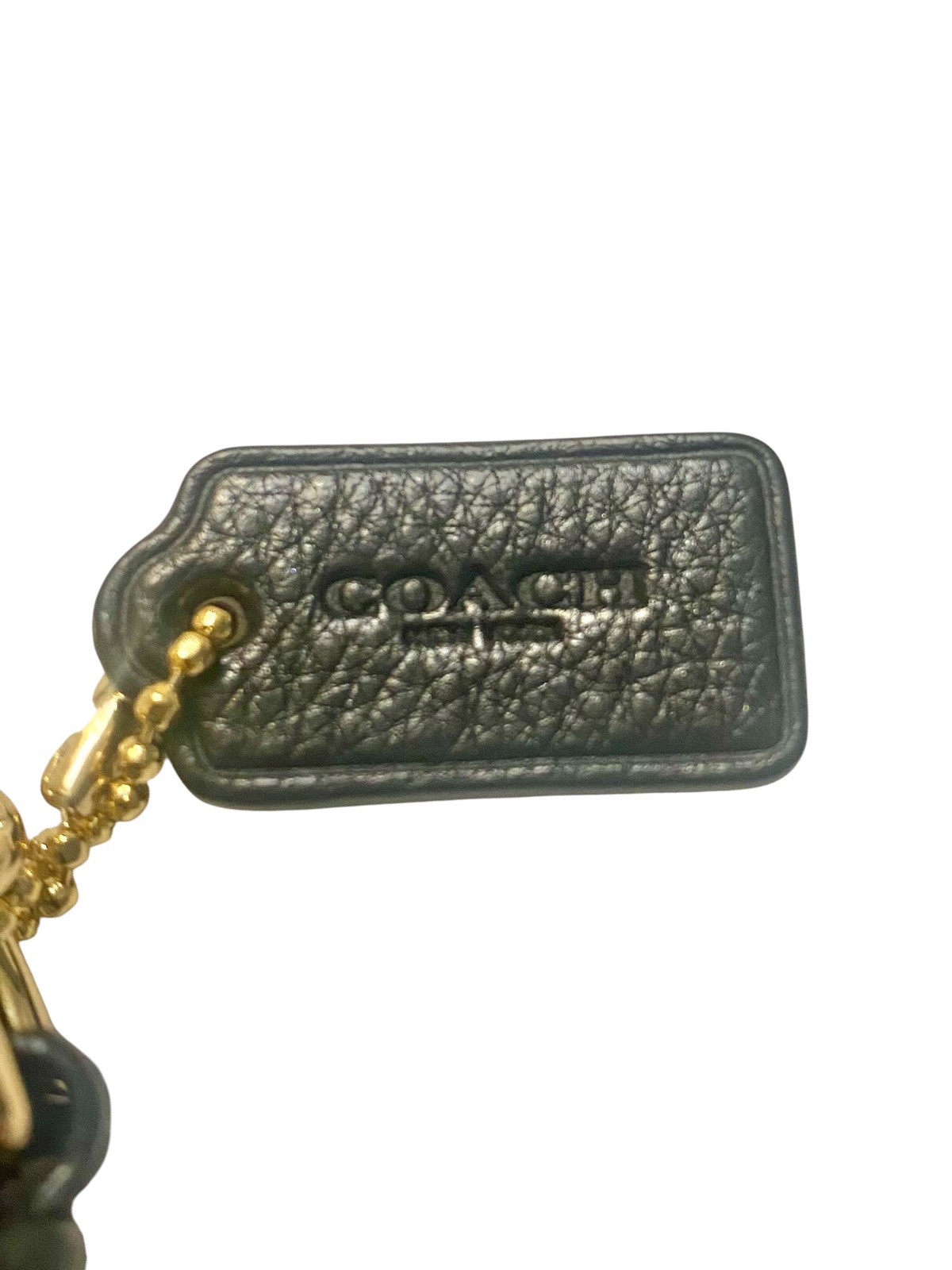 Coach Nolita 15 Clutch Black Pebbled Leather Wristlet Pouch w/ Gold-Tone Chain