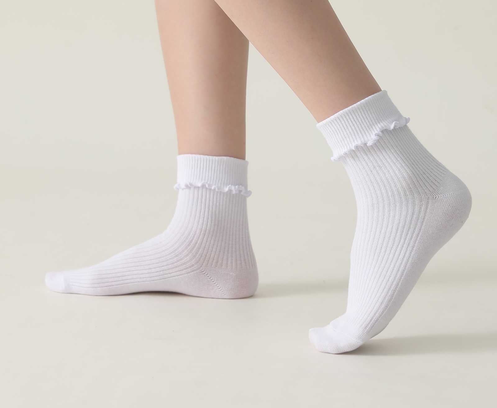 6-Pair Cotton Ruffle Frilly Crew Socks Womens Turn Cuff Fashion Cute