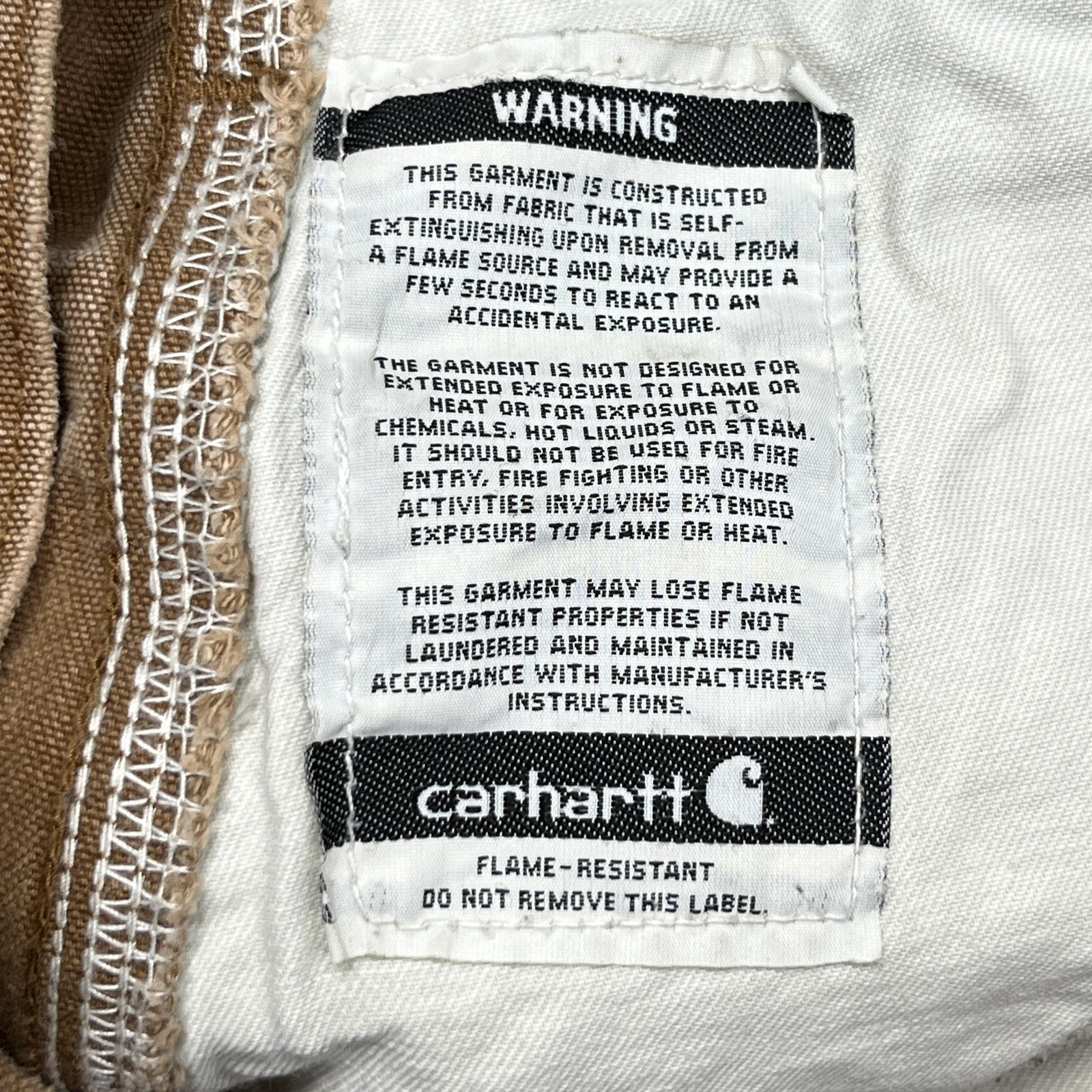 Carhartt FR Dungaree Fit Carpenter Pants Mens 36×30 Brown Canvas FRB229 Work