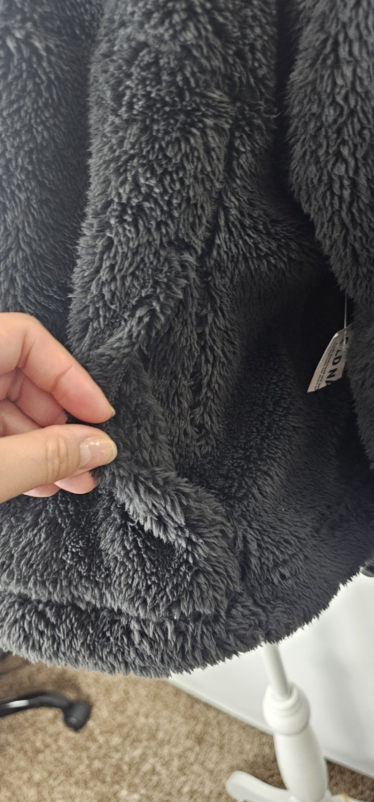 Old Navy Womens Medium Black Sherpa Fleece Quarter Zip Teddy Pullover Jacket