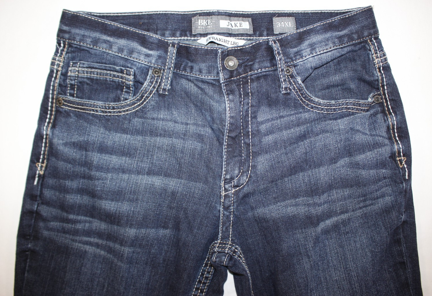 Buckle BKE Jeans Men’s 34×36 Jake Straight Stretch Distressed Dark Wash