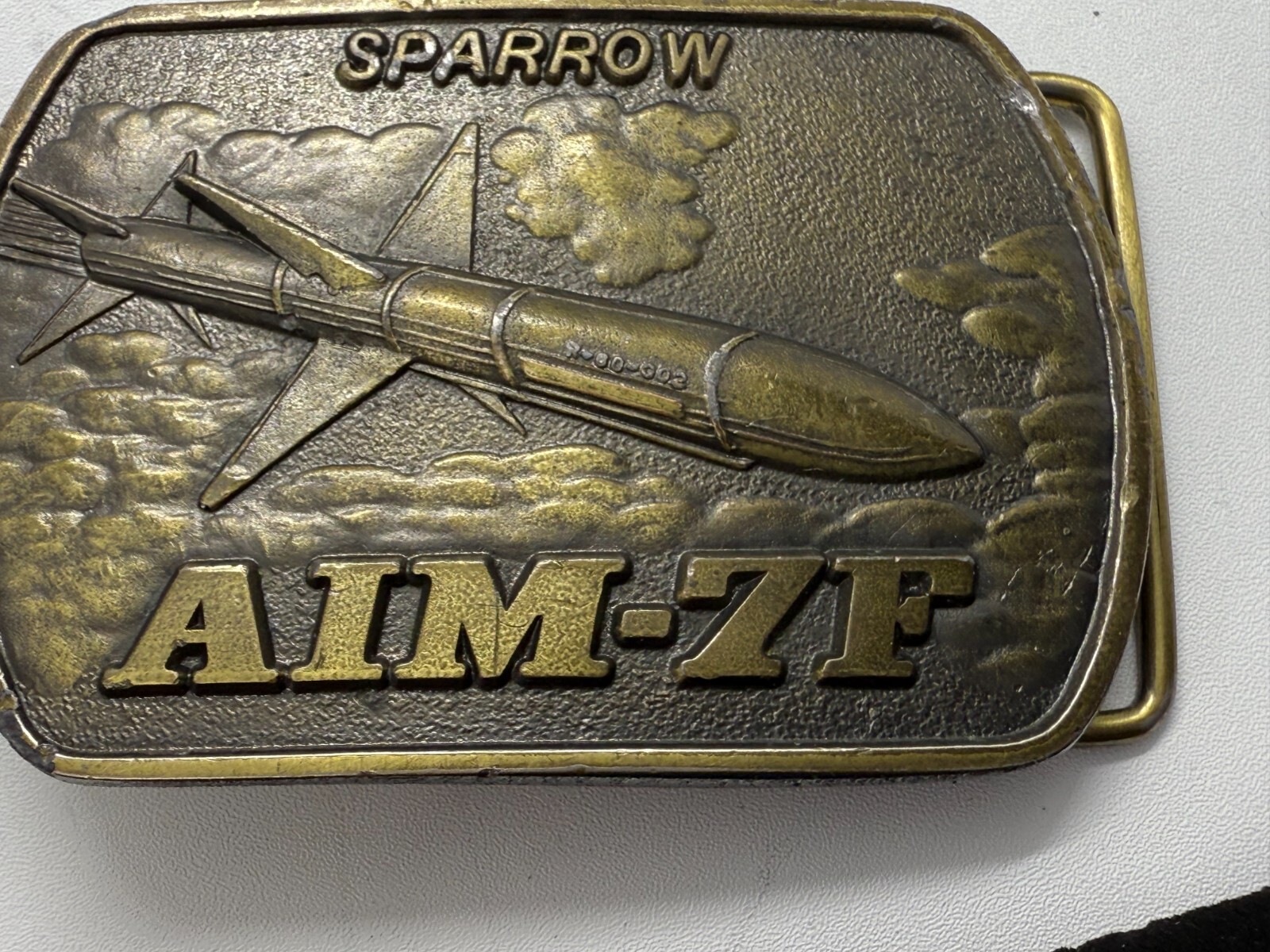Sparrow AIM-7F Reliable Missiles Warhead Rocket Military Lewis Belt Buckle