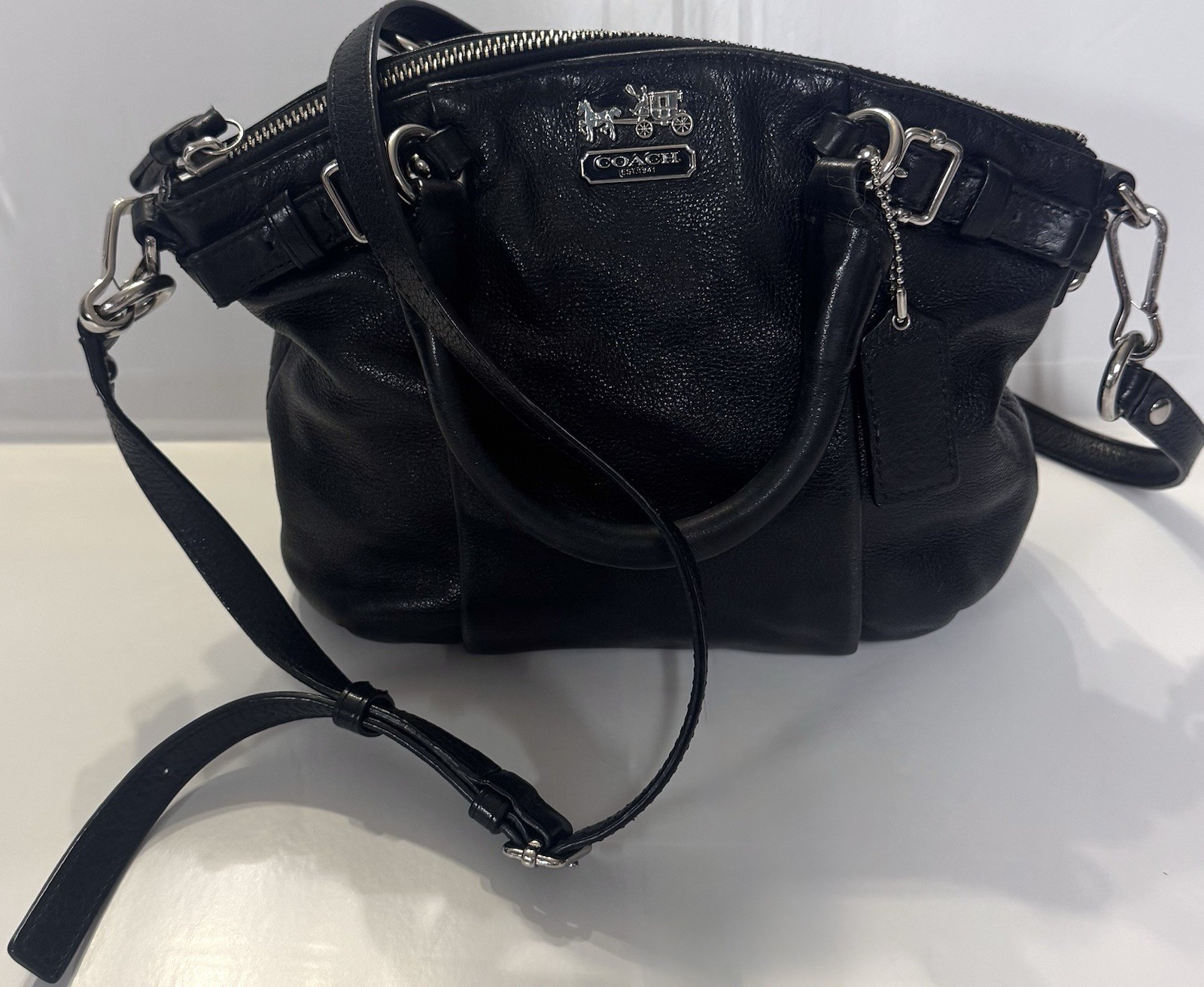 Coach Madison Sophia Satchel 18625 Black Leather Shoulder Crossbody Bag
