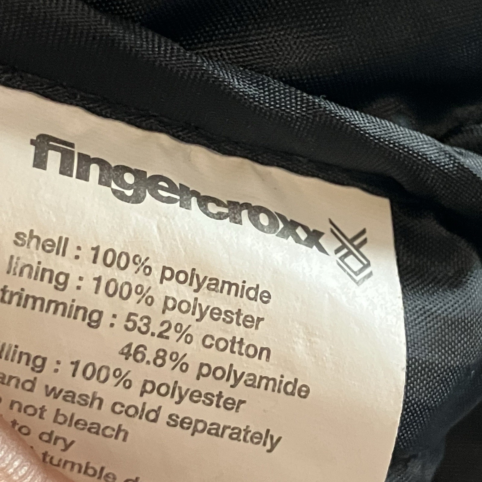 FINGERCROXX Jacket Mens Size Large Black Quilted Military Style Logo Ribbed Cuff