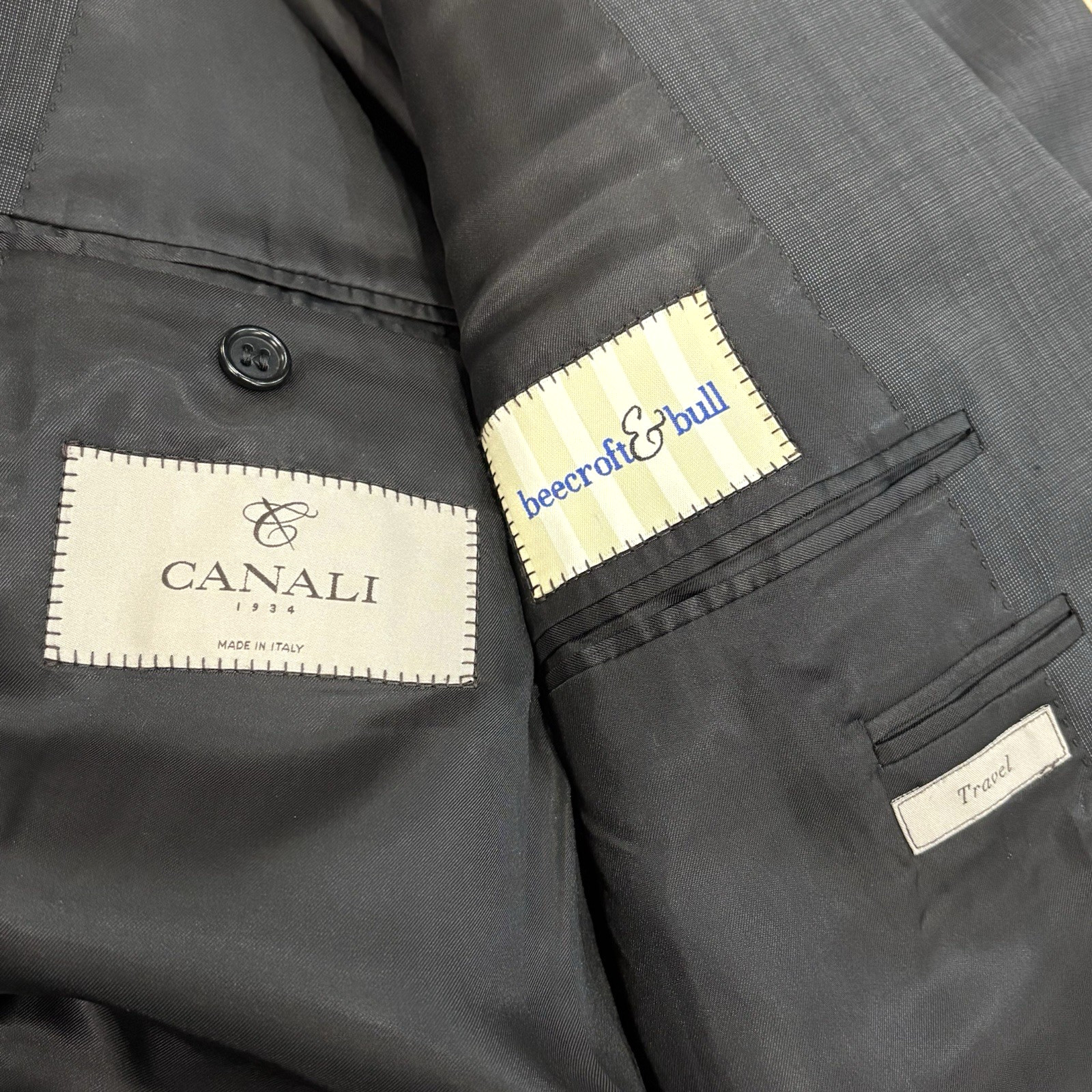 CANALI 1934 silver label recent suit US 46L EU 56L gray wool 38×32 L13280 EUC