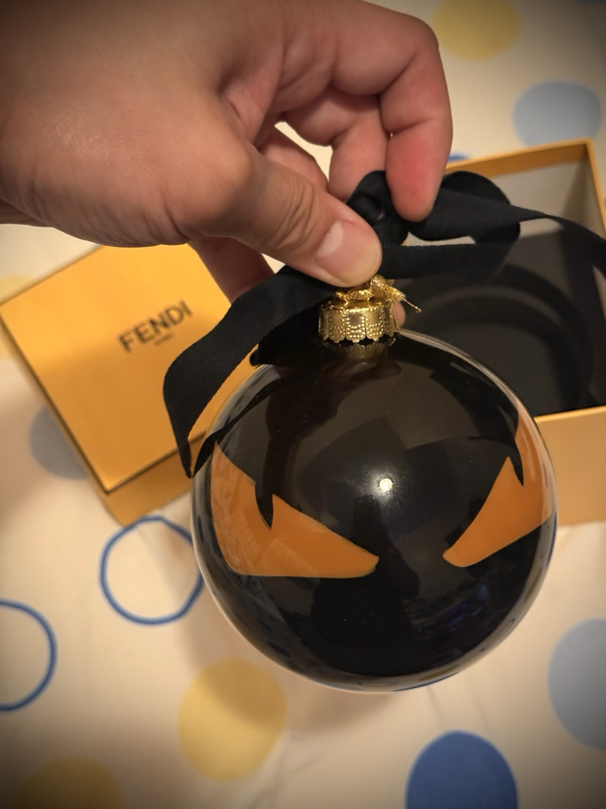FENDI Christmas Ball Monster Bugs Ornament Plastic Black / Approx.4.3 in / 11cm