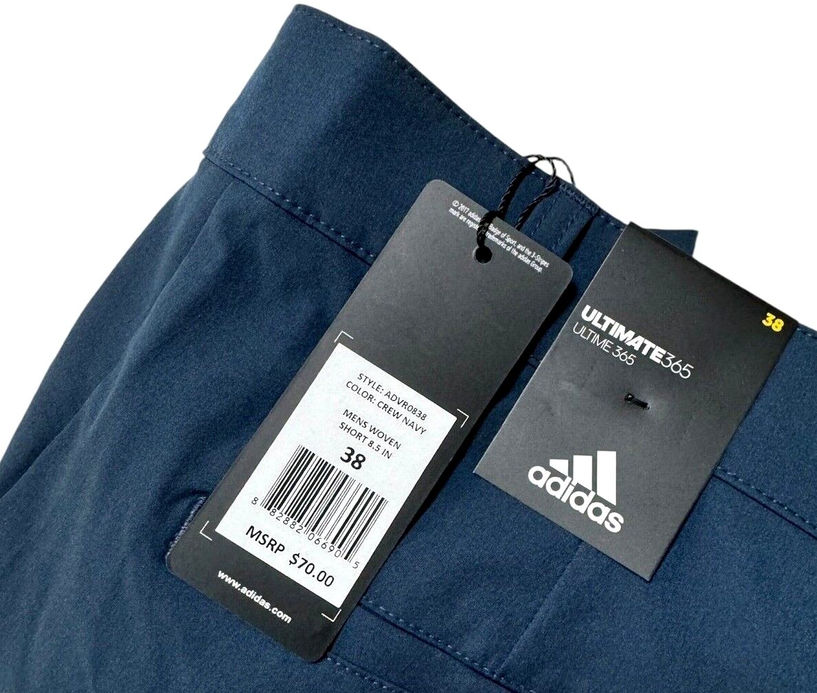 NWT Adidas Ultimate 365 Stretch Golf Shorts 34 36 38 40 Solid Navy Blue Logo T3