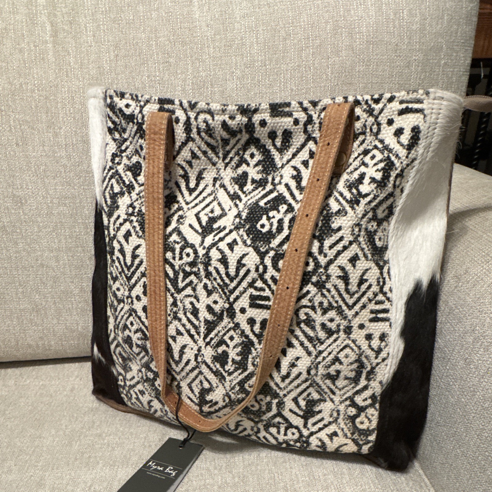 Myra Bag Scotch Rug Tote Western Geometric Zip Lined Pockets Bag Charm Women