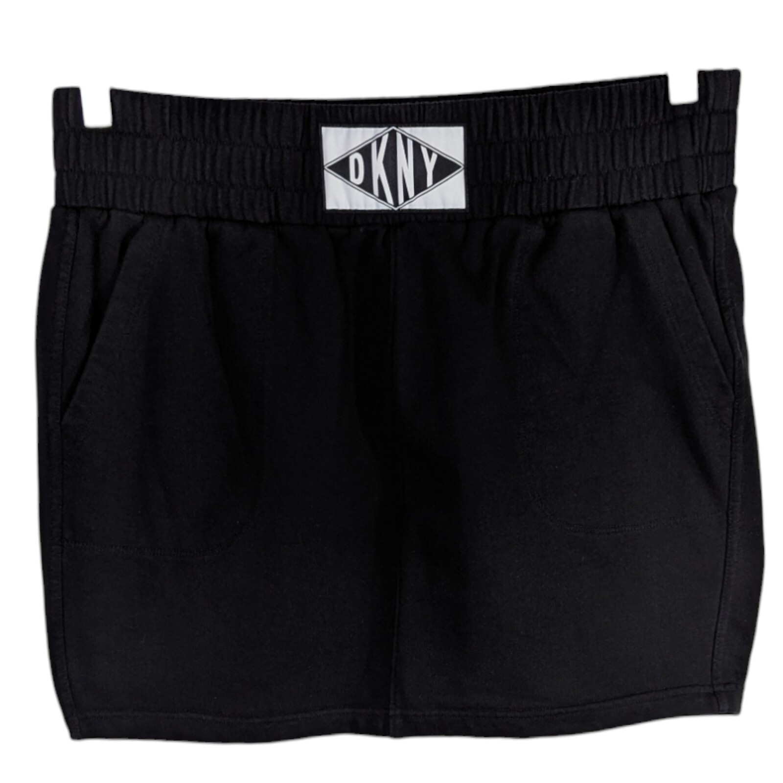 DKNY Black Athletic Skirt Sport Logo Patch Womens Size Medium with Pockets