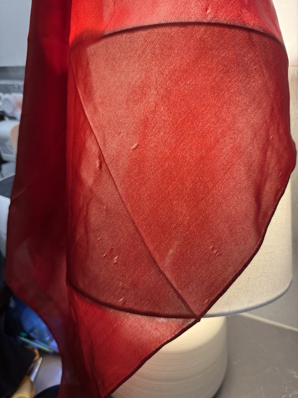 Set Of 2: Solid Color 100% Silk Square Scarves Yellow & Red – 53cm X 53cm