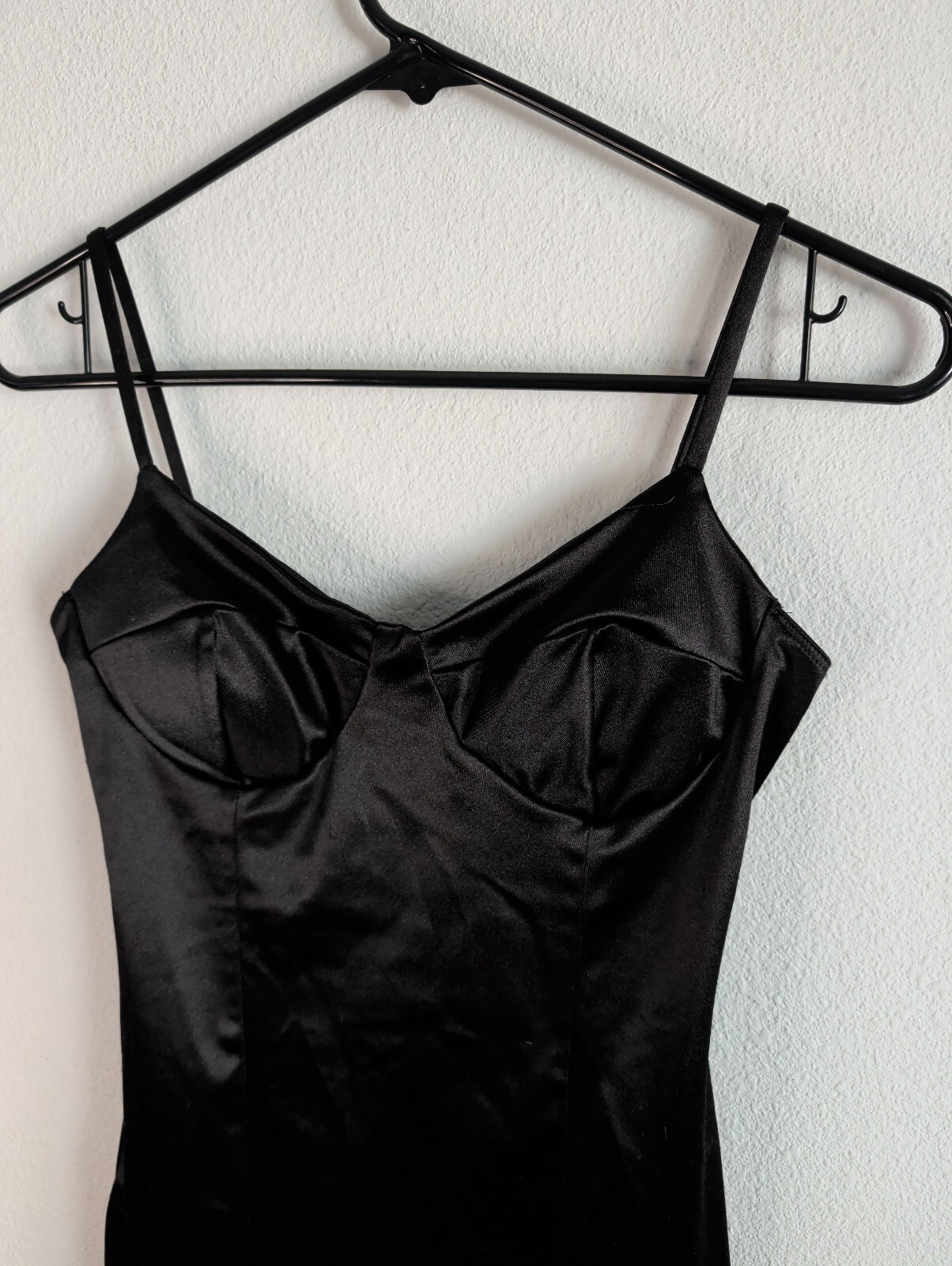 Black Bodycon Midi Dress Spaghetti Strap Cocktail Party M