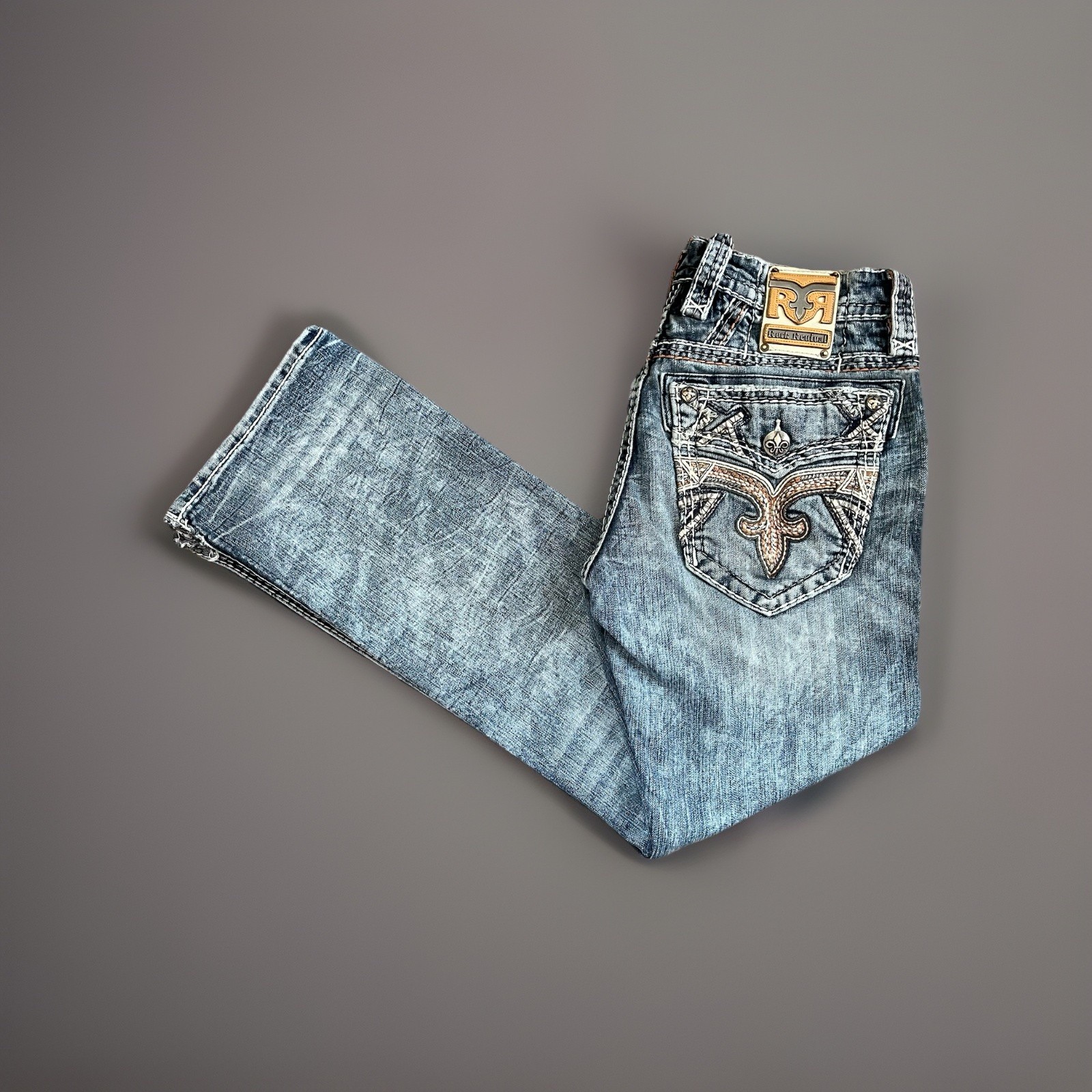 Rock Revival Mens “Rattan” Slim Bootcut Jeans Mens 32×30 Blue Denim