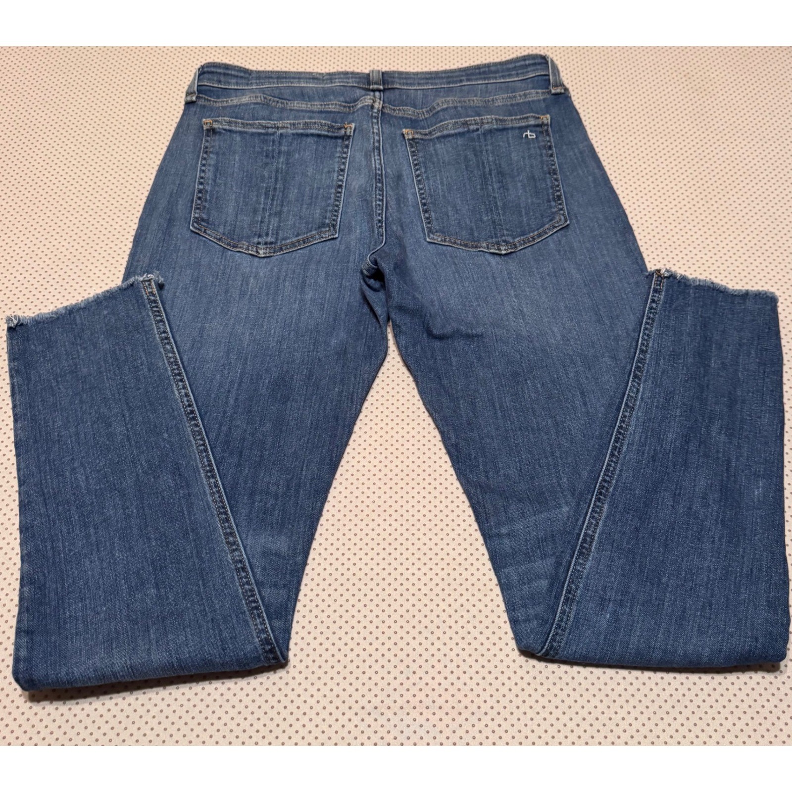 Rag & Bone Cate Stretchy Mid-Rise Skinny Jeans Blue Raw Hem Women’s Size 29