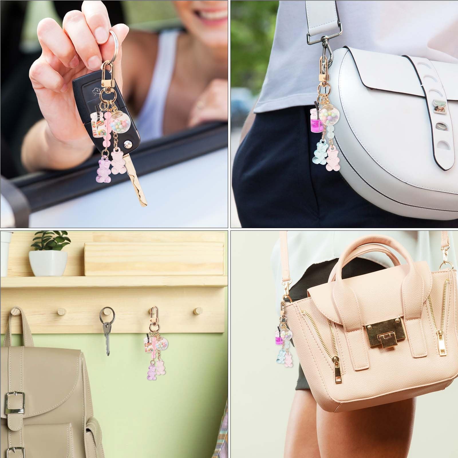 Mikovivi 2pcs Cute Bear Keychain, Medium, As Shown in the Detailed Picture