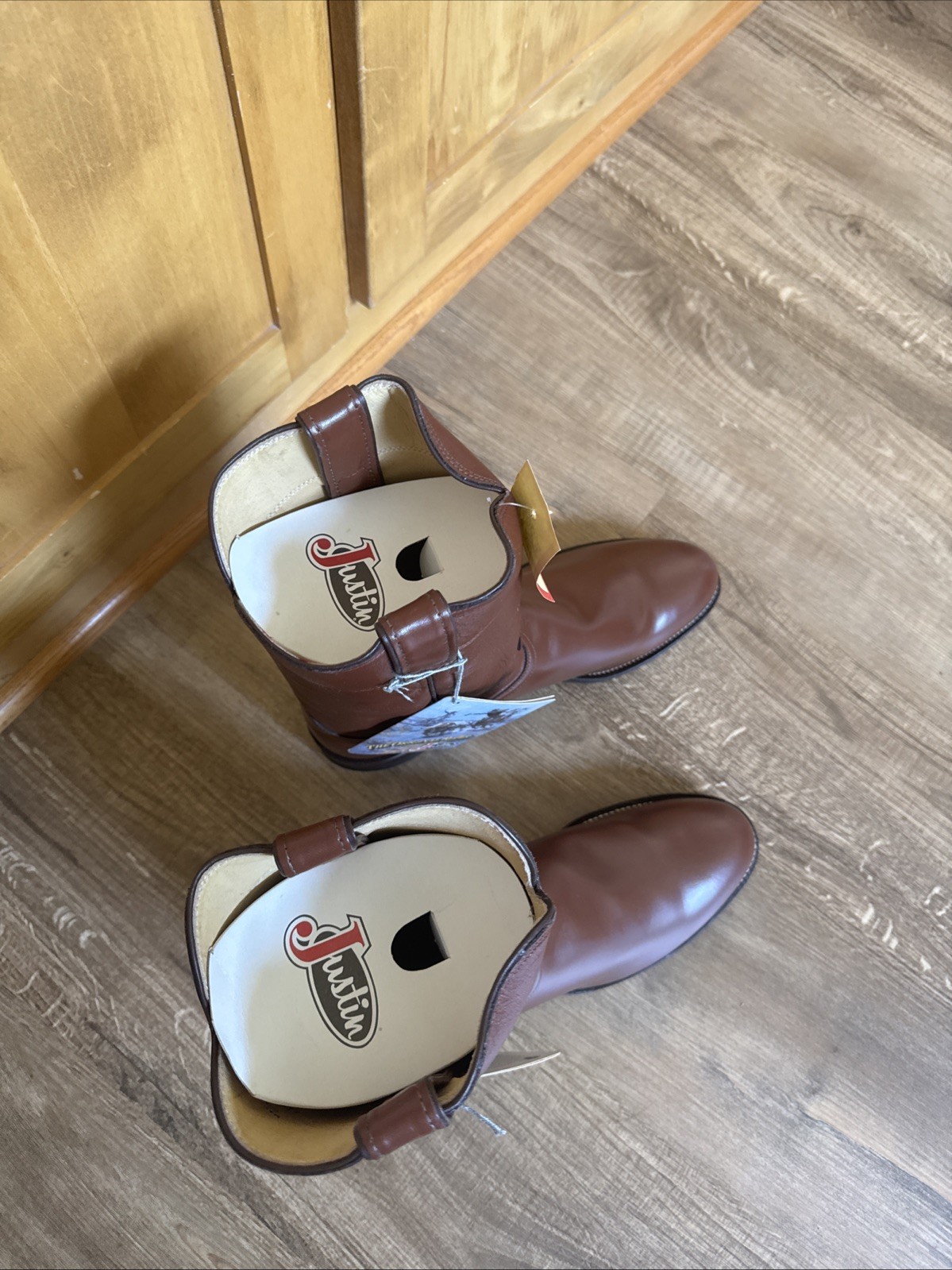 1993 Justin Roper Cowboy Boots Never Worn Box 10 1/2B 3208 Brown Tan Leather