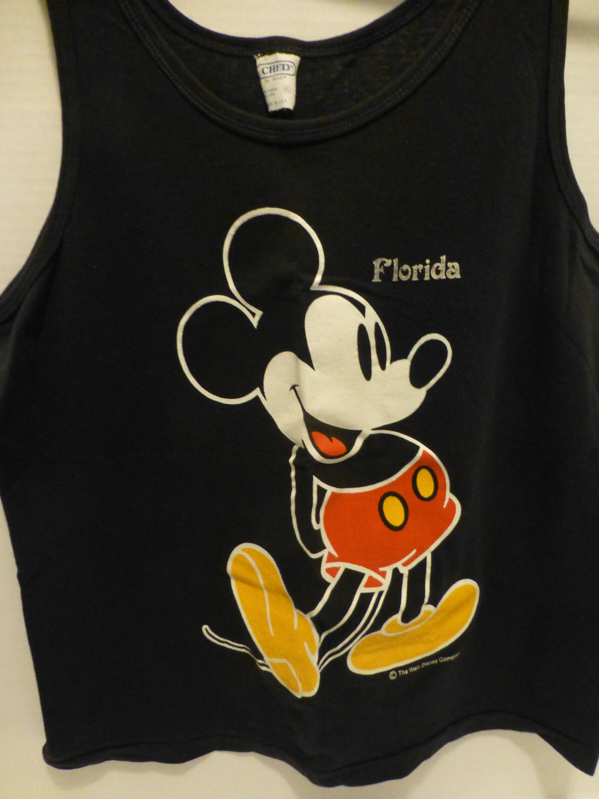 Vintage 80’s Mickey Mouse Black Tank Top XL Disney USA Ched by Anvil Unisex