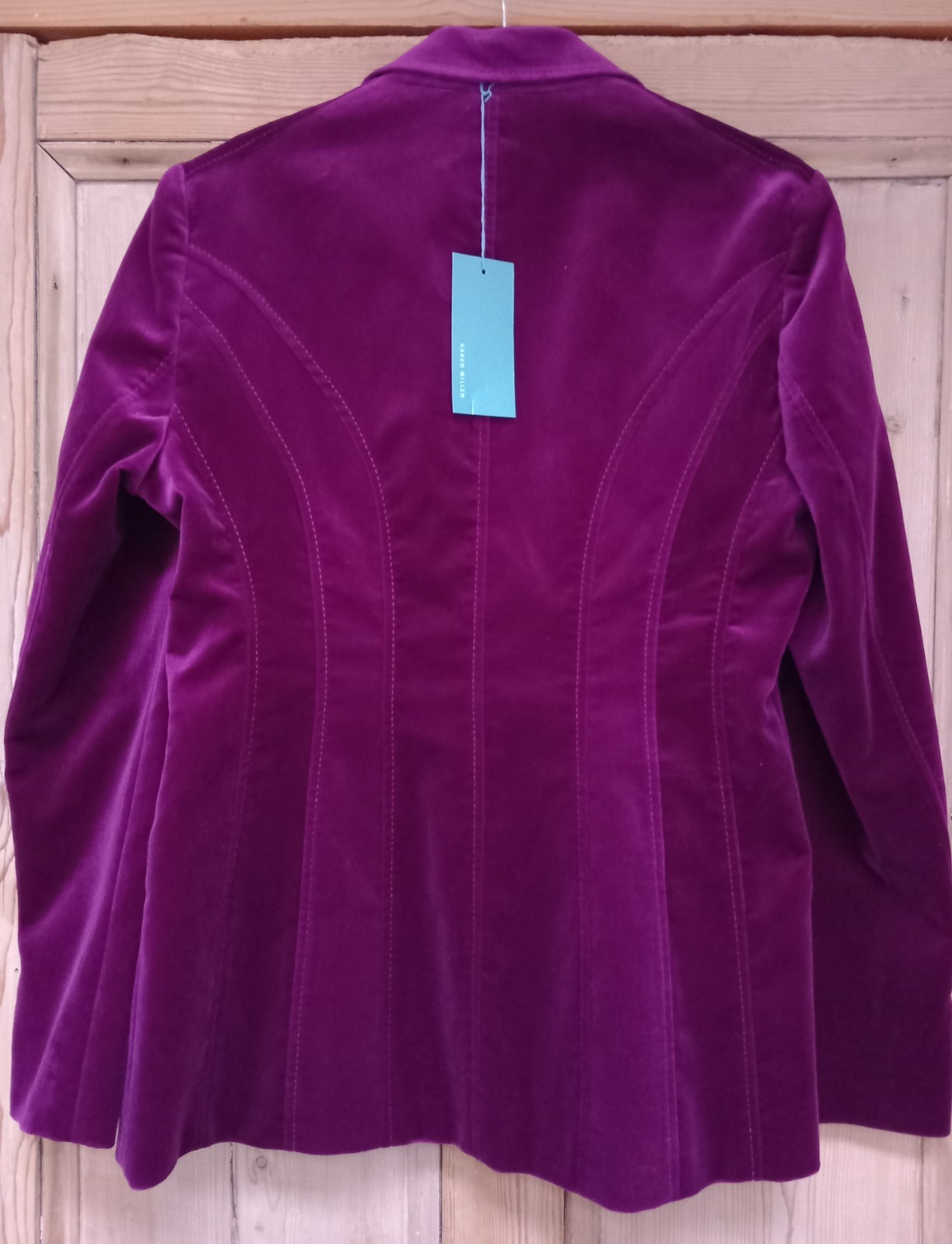 Karen Millen Velvet Jacket Size UK 14 Magenta Dark Pink