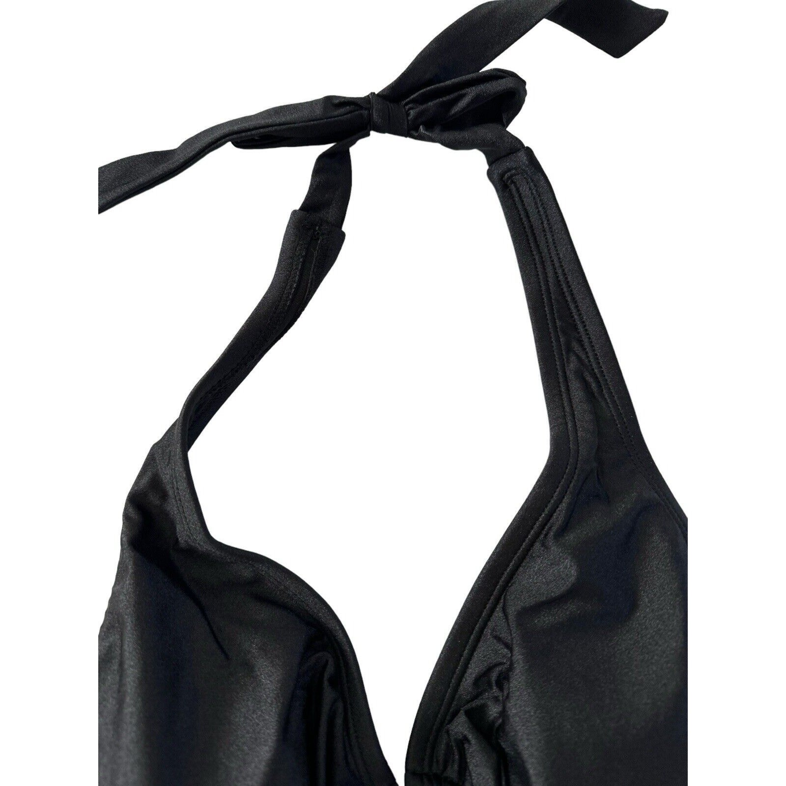 NWT Kona Sol Medium Black $40 Double Ring CutOut Halter One Piece Swimsuit #7247