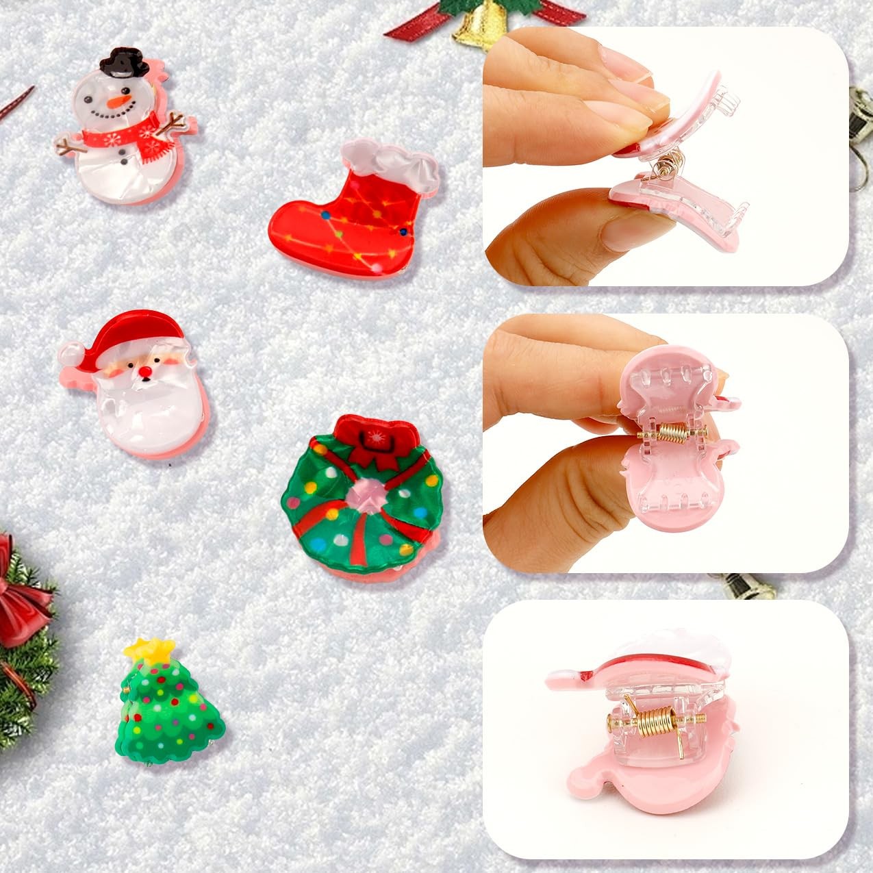 10PCS Mini Christmas Hair Claw Clips for 1 Count (Pack of 10), Set-A