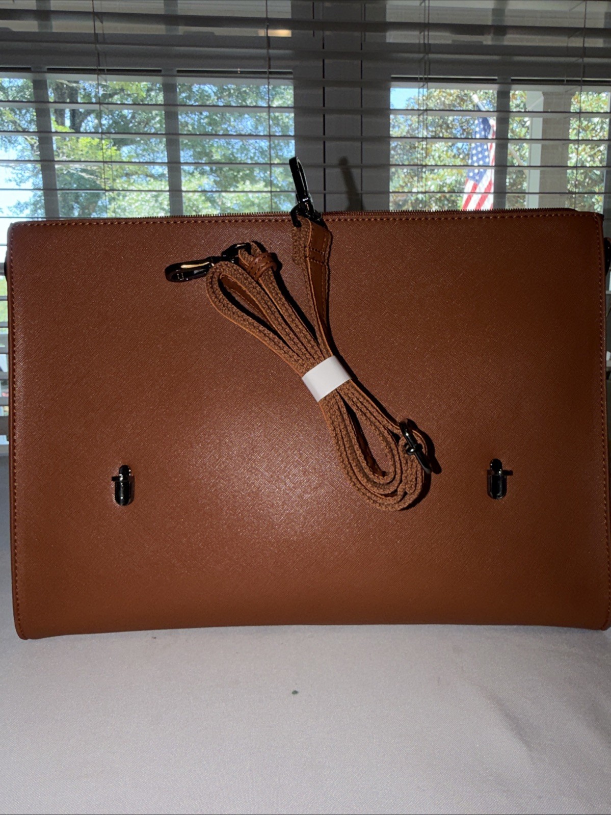 Ecosusi Brown Vegan Leather Briefcase Messenger Laptop Bag