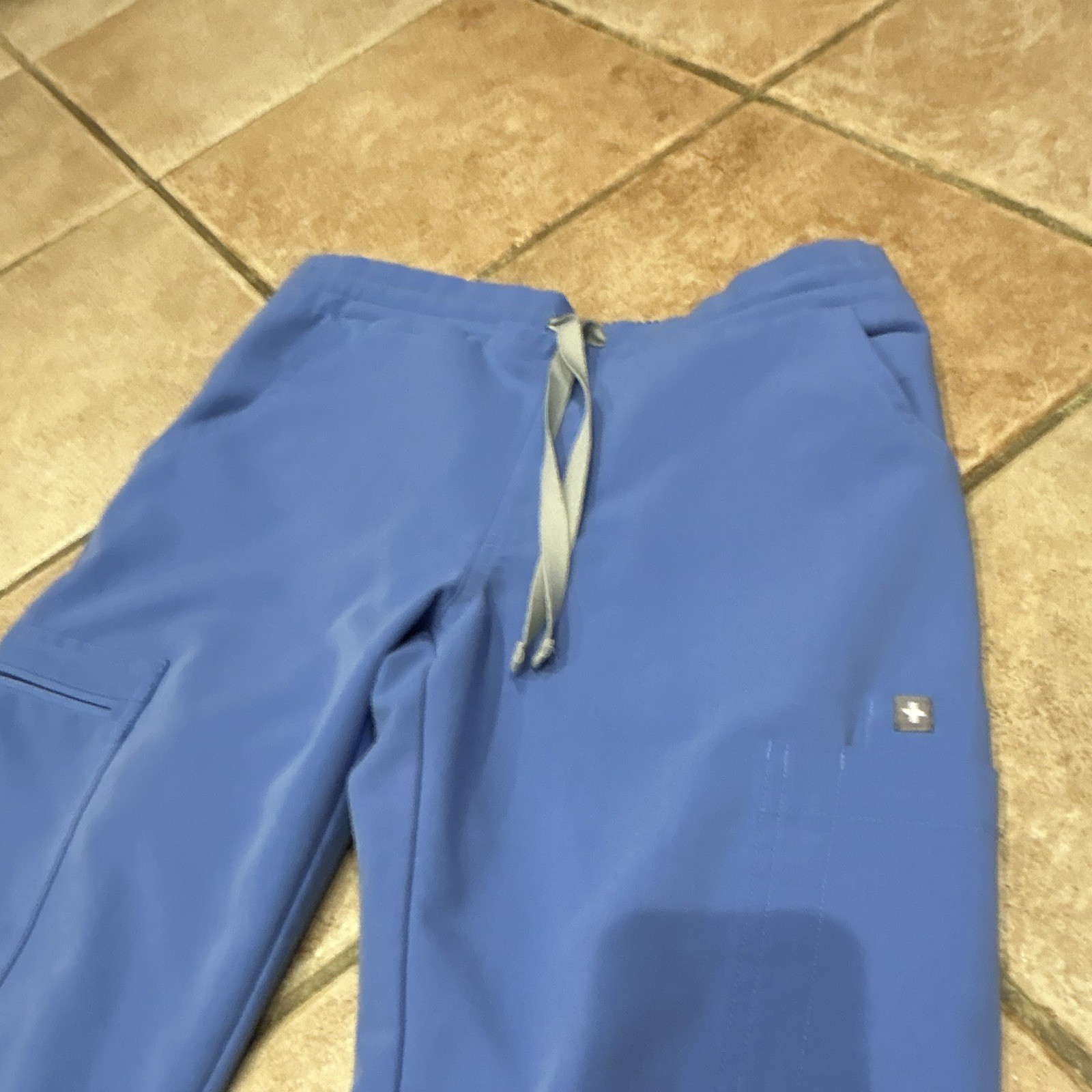 FIGS Unisex Blue Solid Medical Scrub Pants with Drawstring Waistband Bottoms