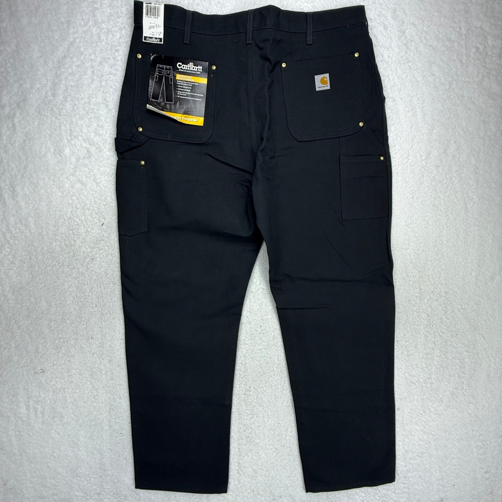 Carhartt B01 BLK Double Front Work Dungaree Pants Black 40×32 USA NWT Altered