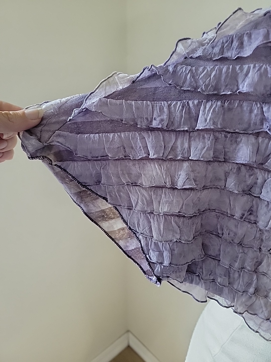 Vintage Pretty Angel Ruffle Top Medium Purple Crop Silk Blend Festival Boho