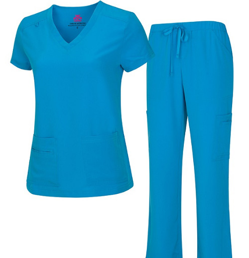 Medical Nursing Natural Uniforms Women’s Cool Stretch V-Neck Top and Cargo Pant