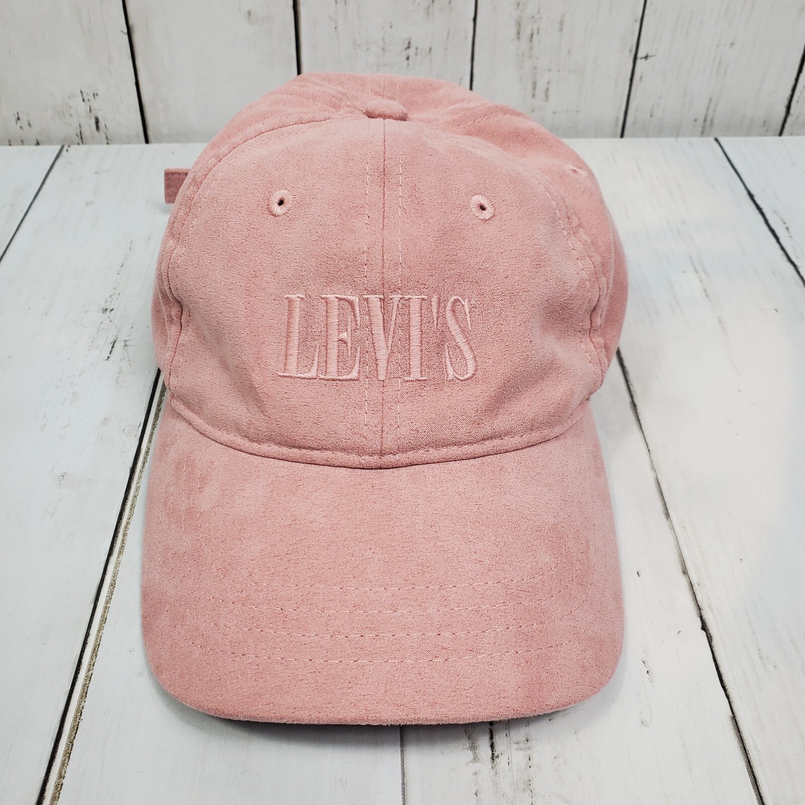 Levis Suede Tonal Serif Logo Cap Hat Womens Pink Adjustable Strap 56cm/22in