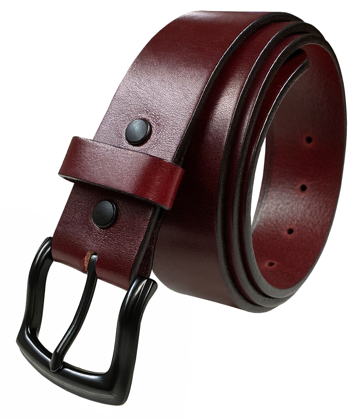Burgundy Belt Genuine Full Grain Leather Casual Jean Belt 1-1/2″ Wide
