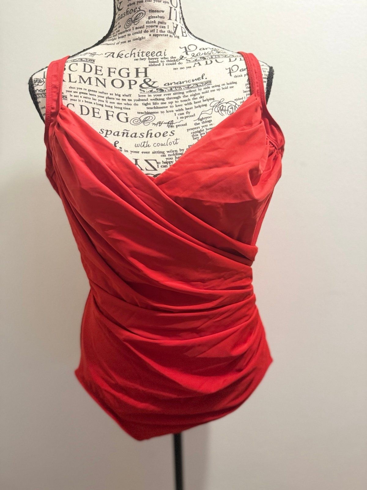 90’s Vintage Throwback Retro Miraclesuit One-Piece Swimsuit Red US size 18DDD